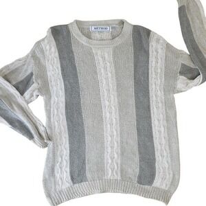 Method Mens Large 100% Silk Sweater Vintage grandpa grandpacore‎ striped warm